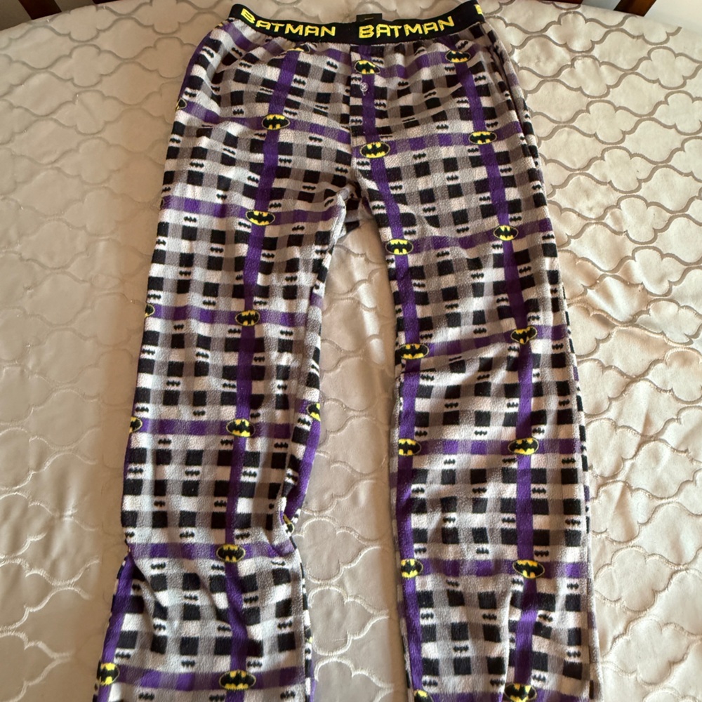 BATMAN DC Comics Young Mens Pajama Pants Early 2000's. Pockets. Button close